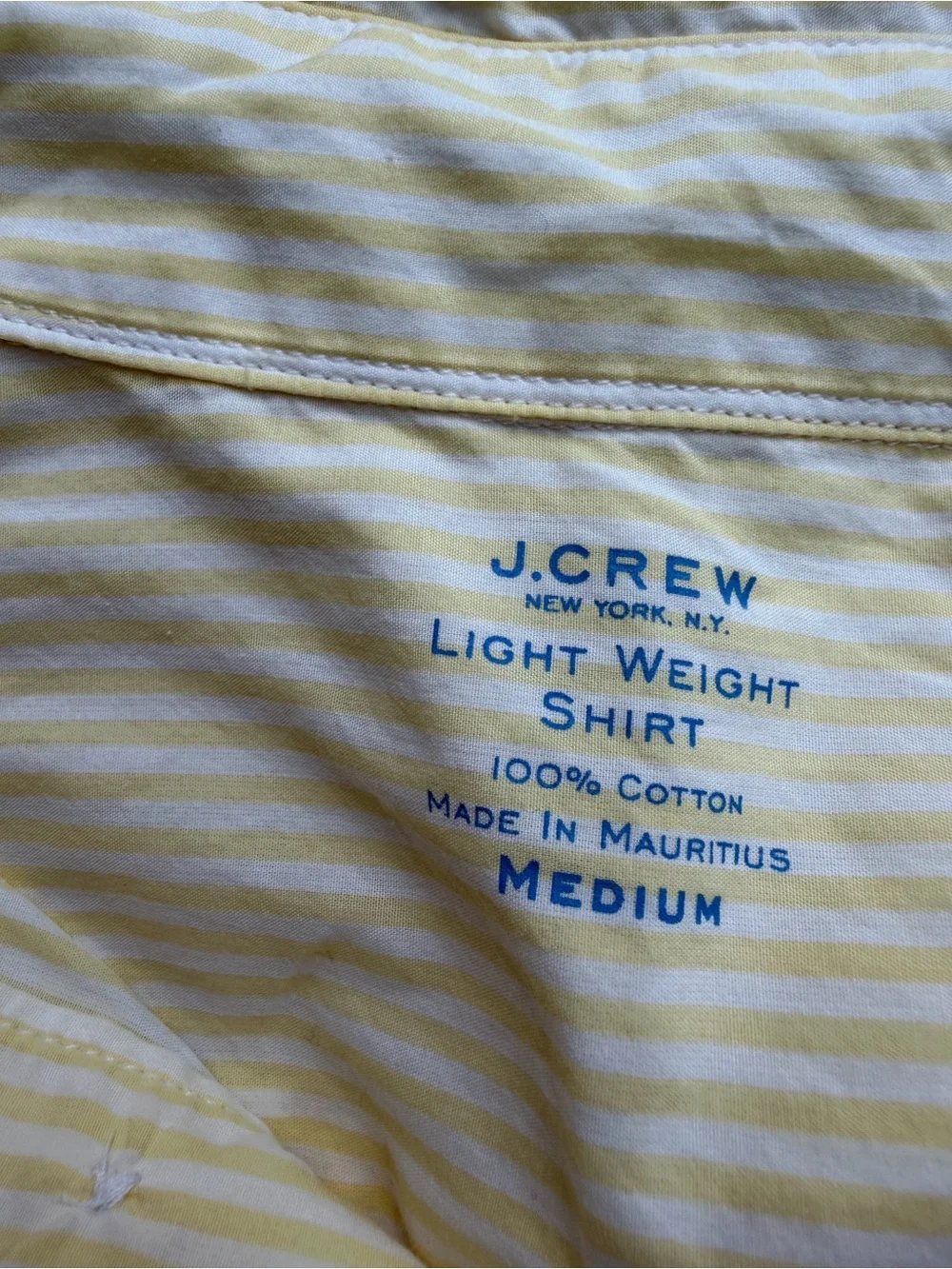 J Crew Men's Yellow Light Weight Stripe Button-Up Shirt